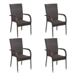 Afuera Living Contemporary Solid Wood Outdoor Dining Set in Brown