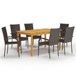 Afuera Living Contemporary Solid Acacia Wood Dining Set in Brown