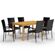 Afuera Living Contemporary Solid Acacia Wood Dining Set in Black