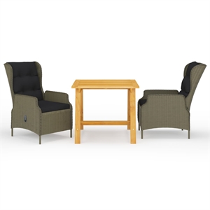 Afuera Living Contemporary Solid Wood Outdoor Dining Set in Brown