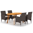 Afuera Living Contemporary Solid Acacia Wood Dining Set in Brown
