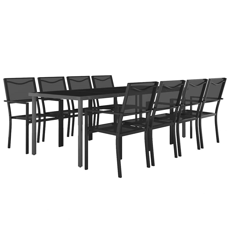 Afuera Living Powder-Coated Steel Large Durable Outdoor Dining Set in Anthracite