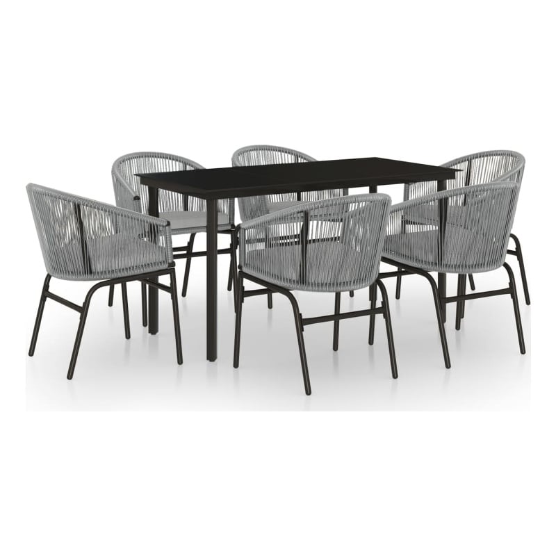 Afuera Living Powder-Coated Steel 7 Piece Set Durable Garden Dining Set in Black