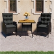 Afuera Living Garden Dining Set in Black Poly Rattan/Steel/Acacia Wood/Polyester
