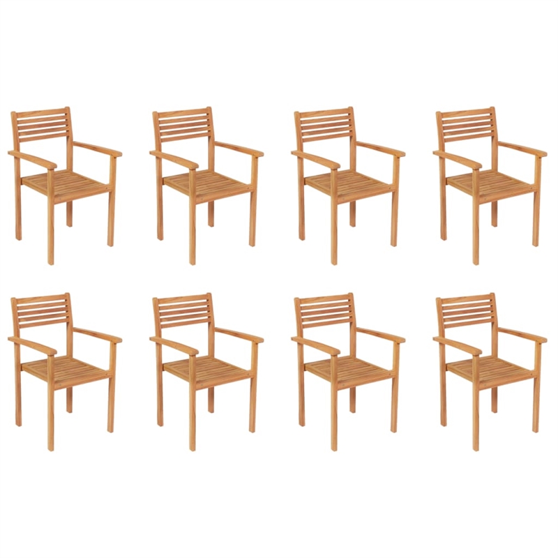 Afuera Living Garden Dining Set in Warm Brown Solid Teak Wood Standard Stackable