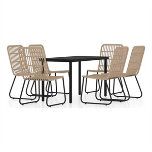 Afuera Living PE Rattan and Powder-Coated Steel Standard Dining Set in Oak/Black