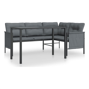 Afuera Living Steel/Textilene/Fabric Medium Garden Dining Set in Anthracite/Gray