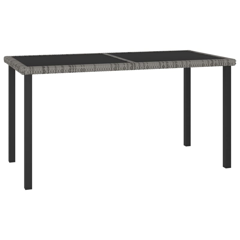 Afuera Living Dining Set in Gray and Black Poly Rattan/Powder-Coated Steel/Glass