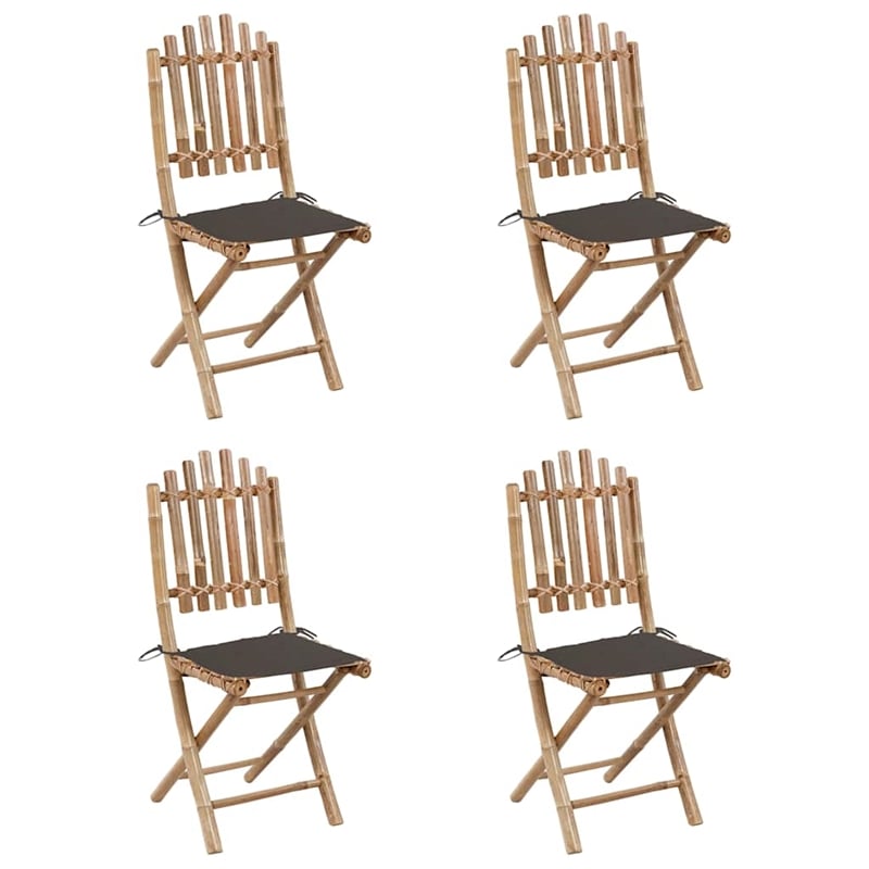 Afuera Living Patio Dining Set Natural Bamboo Bamboo/Polyester Medium - Set of 4