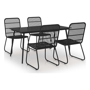Afuera Living Dining Set in Black Poly Rattan Large Stackable Outdoor Dining Set
