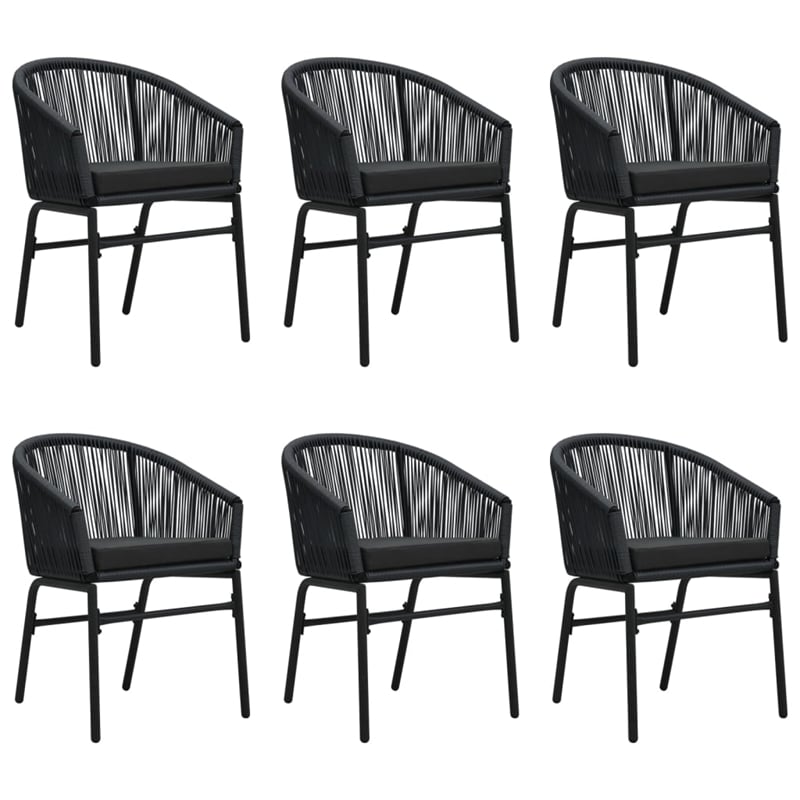 Afuera Living Powder-Coated Steel 7 Piece Set Durable Garden Dining Set in Black