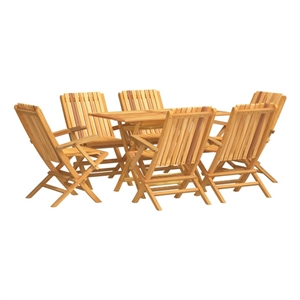 Afuera Living Solid Teak Wood Medium Foldable Garden Dining Set in Natural/Brown