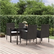 Afuera Living PE Rattan Large Durable Garden Dining Set in Black and Cream White