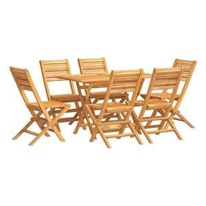 Afuera Living Solid Teak Wood Medium Foldable Garden Dining Set in Brown