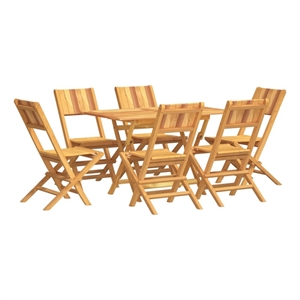 Afuera Living Solid Teak Wood Medium Foldable Garden Dining Set in Brown