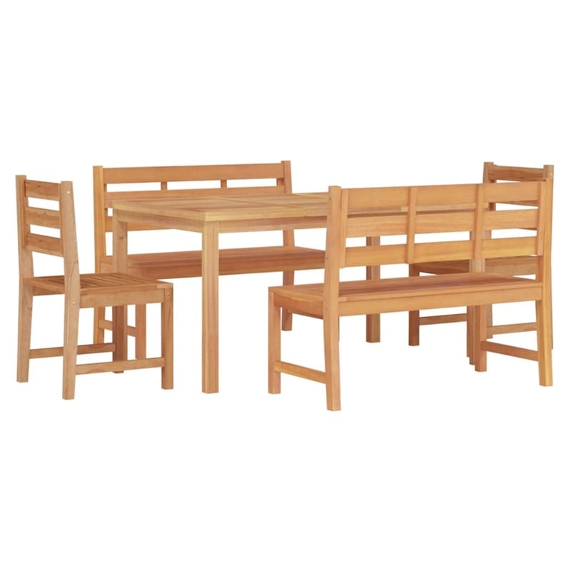 Afuera Living Solid Teak Wood 5 Piece Durable Garden Dining Set in Brown