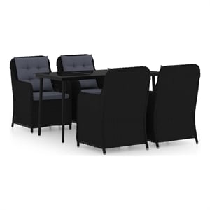 Afuera Living Powder-Coated Steel 5 Piece Set Garden Dining Set in Black