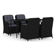 Afuera Living Powder-Coated Steel 5 Piece Set Garden Dining Set in Black