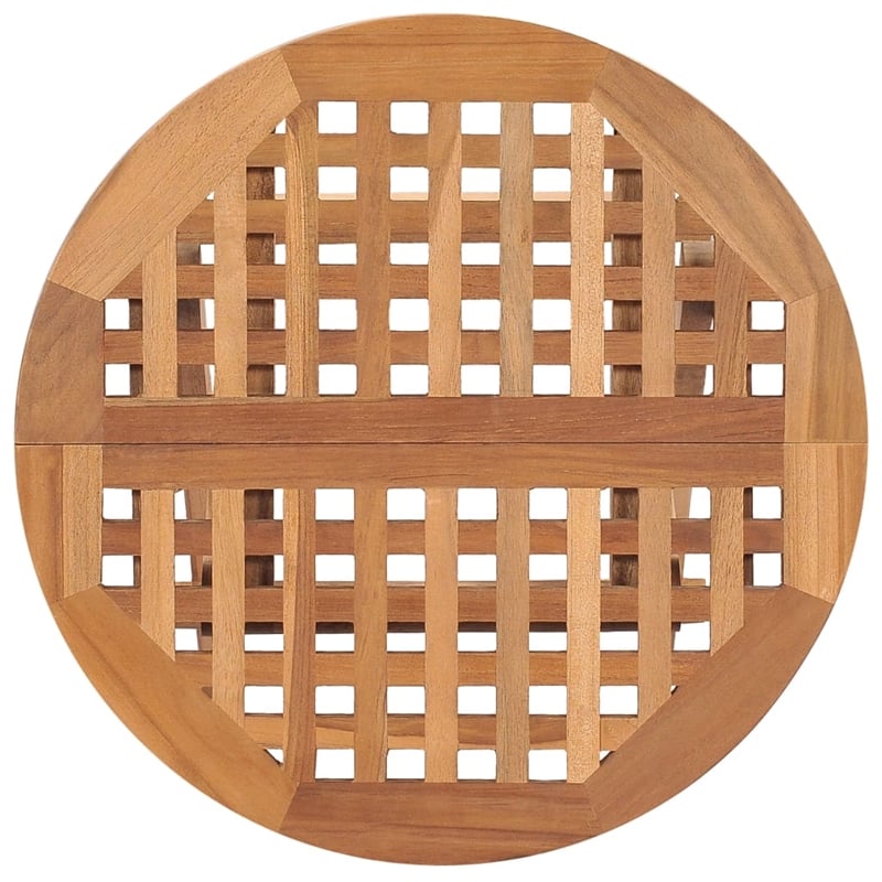Afuera Living Teak 3 Piece Set Foldable Round Outdoor Dining Set in Gray