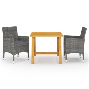 Afuera Living Solid Acacia Wood & Powder-Coated Steel Dining Set in Gray