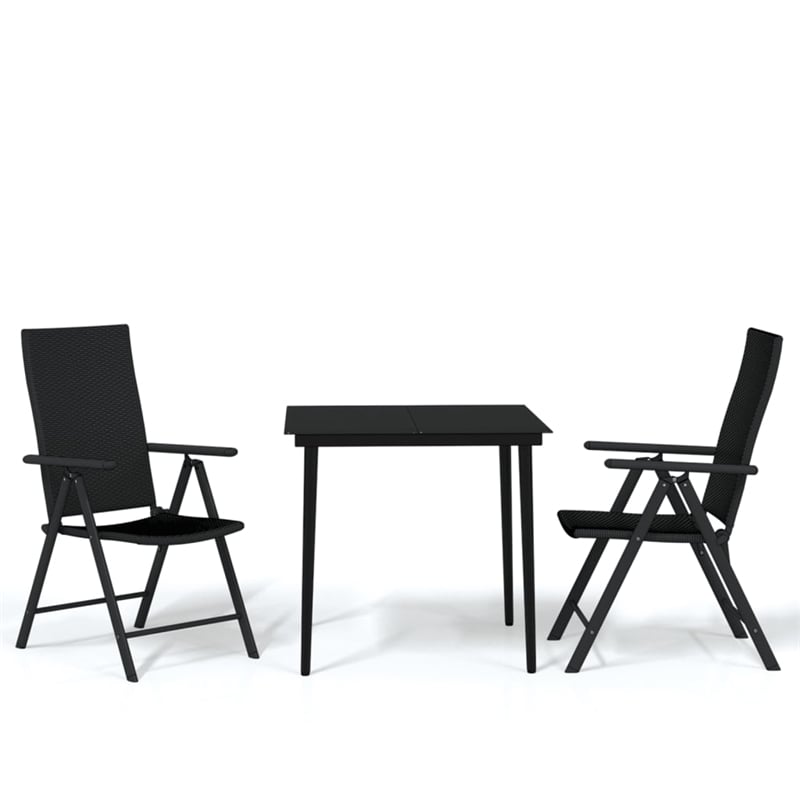 Afuera Living Powder-Coated Steel & PE Rattan Garden Dining Set in Black
