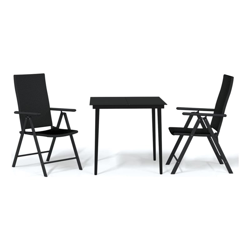 Afuera Living Powder-Coated Steel & PE Rattan Garden Dining Set in Black