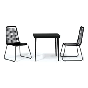 Afuera Living Powder-Coated Steel & PE Rattan Garden Dining Set in Black