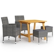 Afuera Living Solid Acacia Wood & Powder-Coated Steel Dining Set in Gray