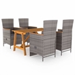 Afuera Living Solid Acacia Wood & Powder-Coated Steel Dining Set in Gray