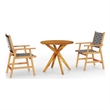 Afuera Living Natural Wood With Rattan Accents Garden Dining Set in Brown