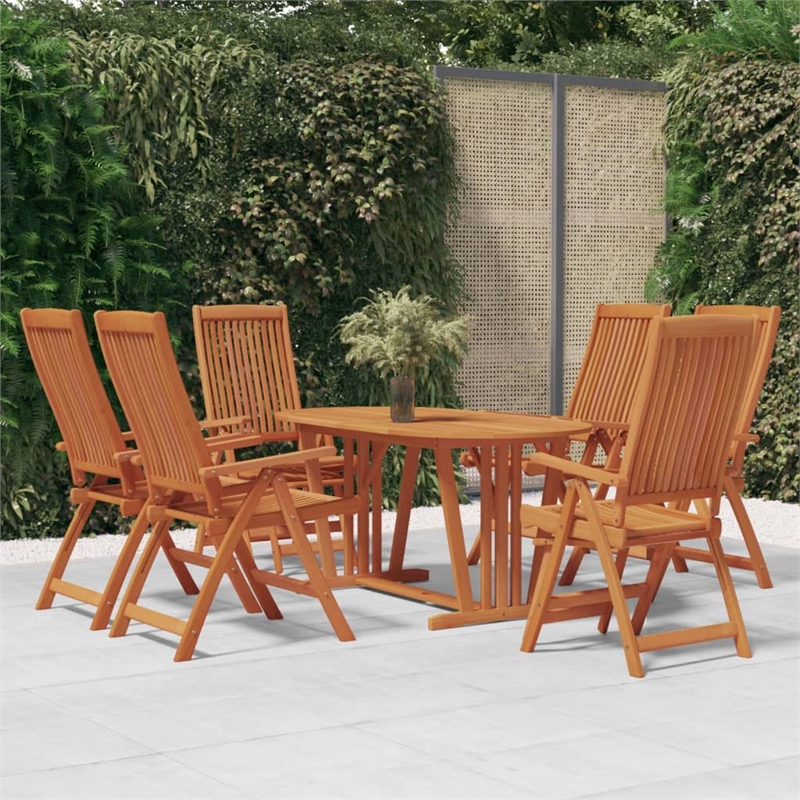 Afuera Living Solid Eucalyptus Wood Large Garden Dining Set Reddish-Brown