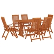 Afuera Living Solid Eucalyptus Wood Large Garden Dining Set Reddish-Brown
