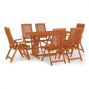 Afuera Living Solid Eucalyptus Wood Large Garden Dining Set Reddish-Brown