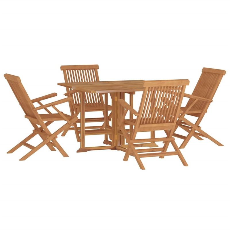 Afuera Living Solid Teak Wood Medium Foldable Outdoor Dining Set in Brown
