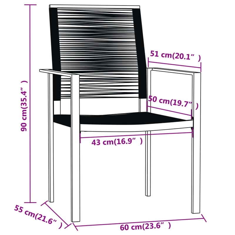 Afuera Living Powder-Coated Steel & PVC Hollow Rattan Dining Set in Black