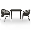 Afuera Living Powder-Coated Steel & PVC Rattan Garden Dining Set in Black
