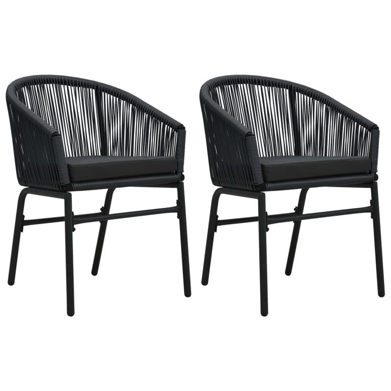 Afuera Living Powder-Coated Steel & PVC Rattan Garden Dining Set in Black