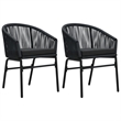 Afuera Living Powder-Coated Steel & PVC Rattan Garden Dining Set in Black