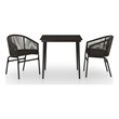 Afuera Living Powder-Coated Steel & PVC Rattan Garden Dining Set in Black