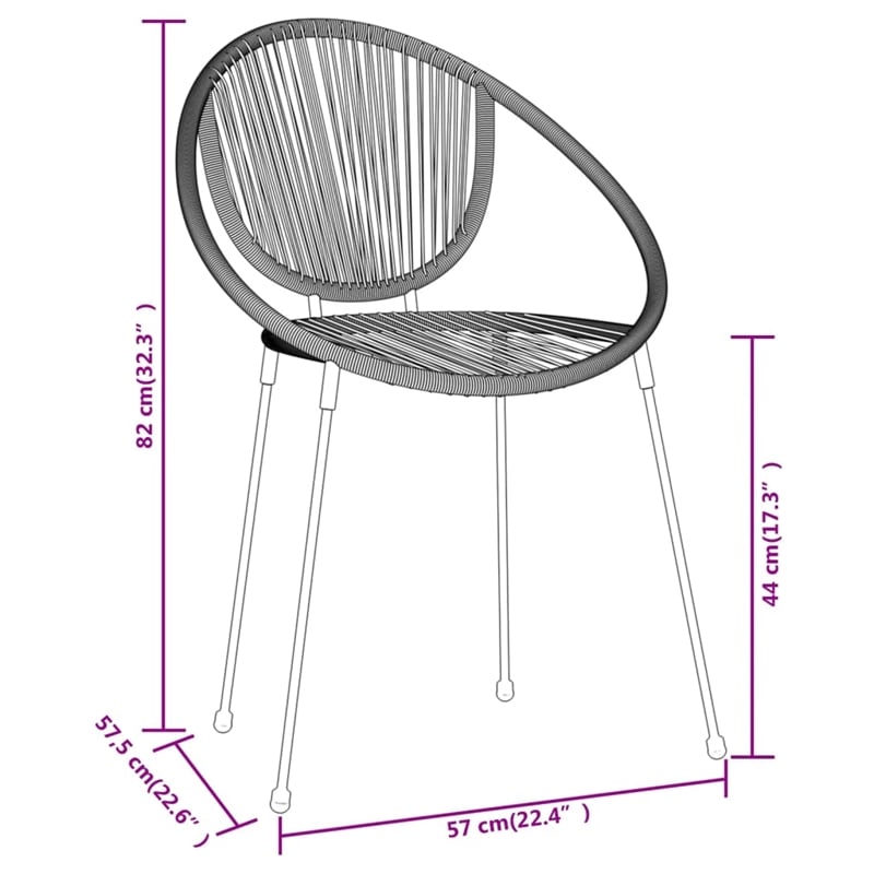 Afuera Living Powder-Coated Steel & PVC Rattan Medium Dining Set in Black