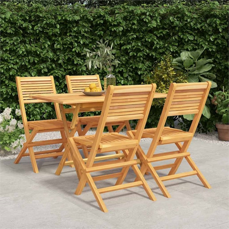 Afuera Living Solid Teak Wood 5 Piece Foldable Garden Dining Set in Brown