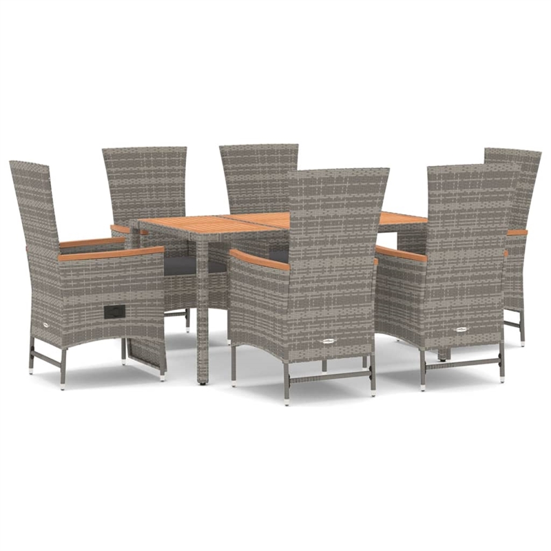 Afuera Living Powder-Coated Steel & Acacia Wood Garden Dining Set in Gray