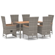Afuera Living Powder-Coated Steel & Acacia Wood Garden Dining Set in Gray