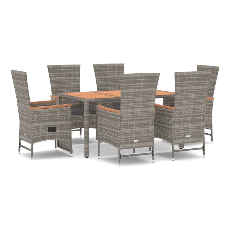 Afuera Living Powder-Coated Steel & Acacia Wood Garden Dining Set in Gray
