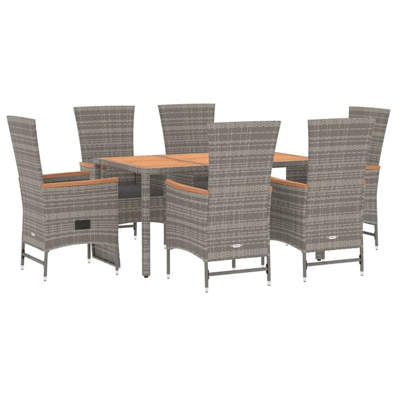 Afuera Living Powder-Coated Steel & Acacia Wood Garden Dining Set in Gray