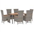 Afuera Living Powder-Coated Steel & Acacia Wood Garden Dining Set in Gray