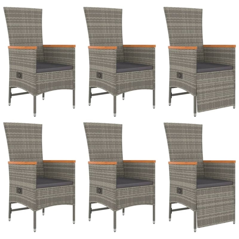 Afuera Living Powder-Coated Steel & Acacia Wood Garden Dining Set in Gray