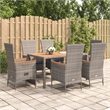 Afuera Living Powder-Coated Steel & Acacia Wood Garden Dining Set in Gray