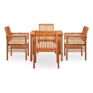 Afuera Living Solid Acacia Wood 5 Piece Outdoor Dining Set in Brown Frame