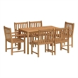 Afuera Living Fine Sanded Teak Hardwood Garden Dining Set in Natural Teak